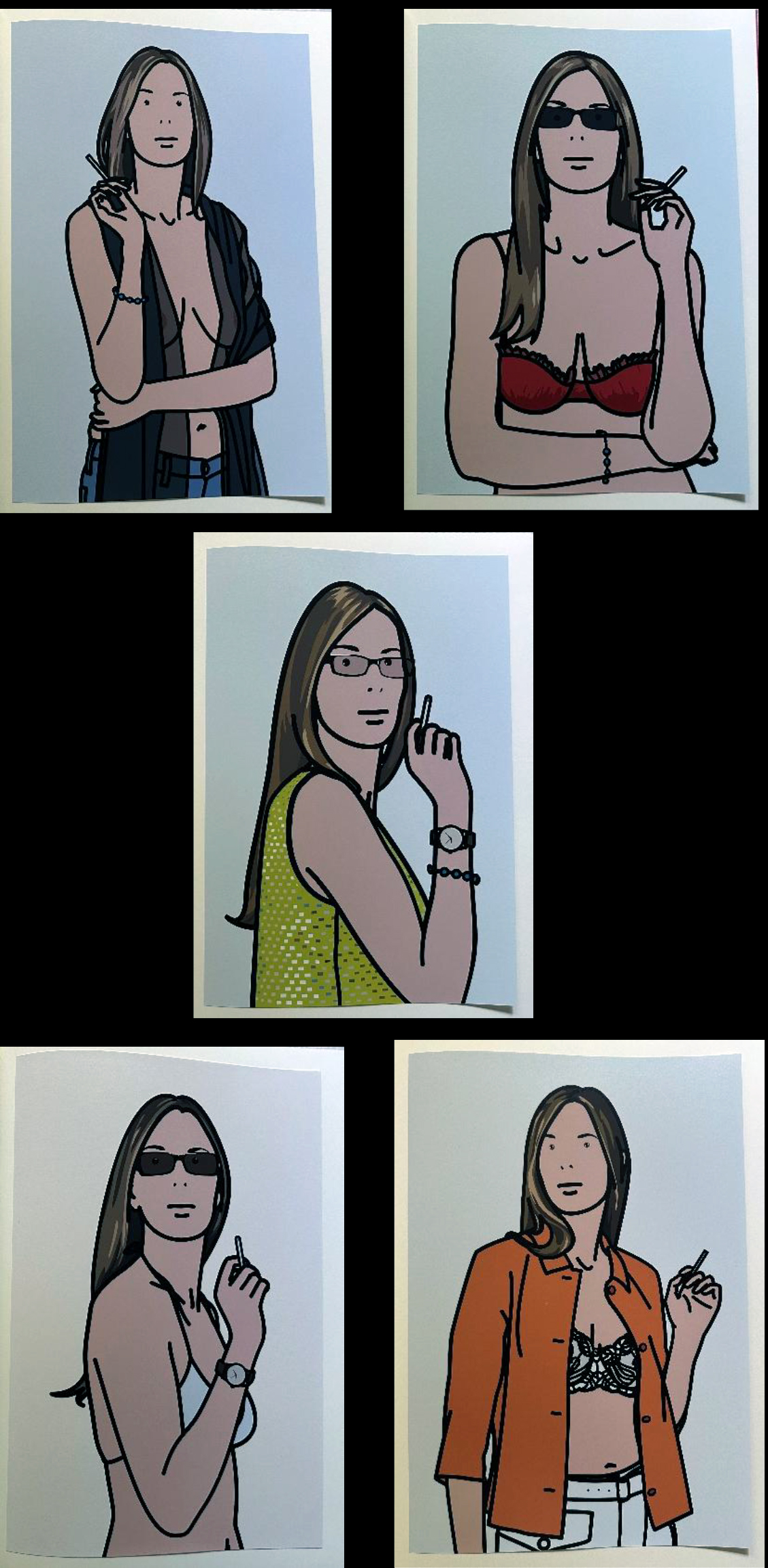 Julian Opie. TWENTY-SIX PORTRAITS. With 16 lithographs, 5 lambda prints, and 5 screen-prints. 2006